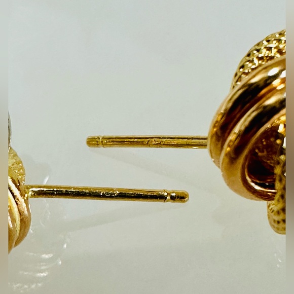 Tricolor Knot Earrings. 💛 Real 18(18k) Karat Solid Gold Jewelry - Picture 10 of 14